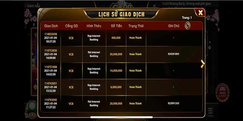 Rút tiền GO88 Phương thức rút tiền phổ biến tại GO88